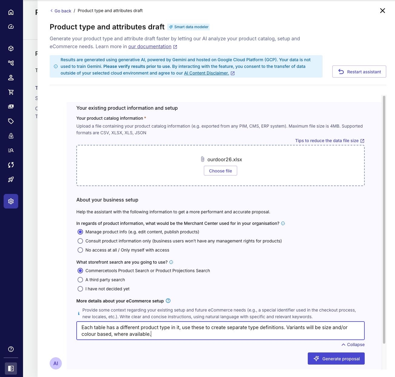Use the Smart Product Modeler to structure your product data faster.