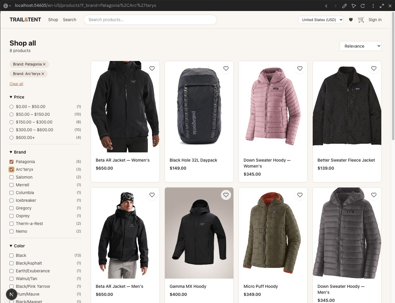 A first glimpse of the eCommerce storefront.