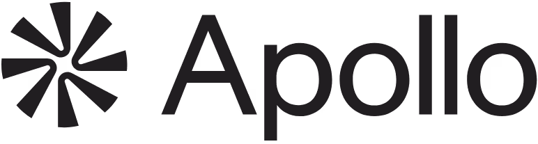Apollo brand logo featuring a stylized star-like symbol to the left of the text.