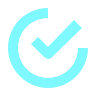 Blue check mark inside a circular outline indicating approval or confirmation.