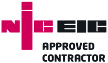 NIC EIC logo with red and black text and the words Approved Contractor below it.