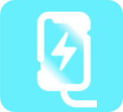 Electric vehicle charger icon with white charger and lightning bolt on blue background.