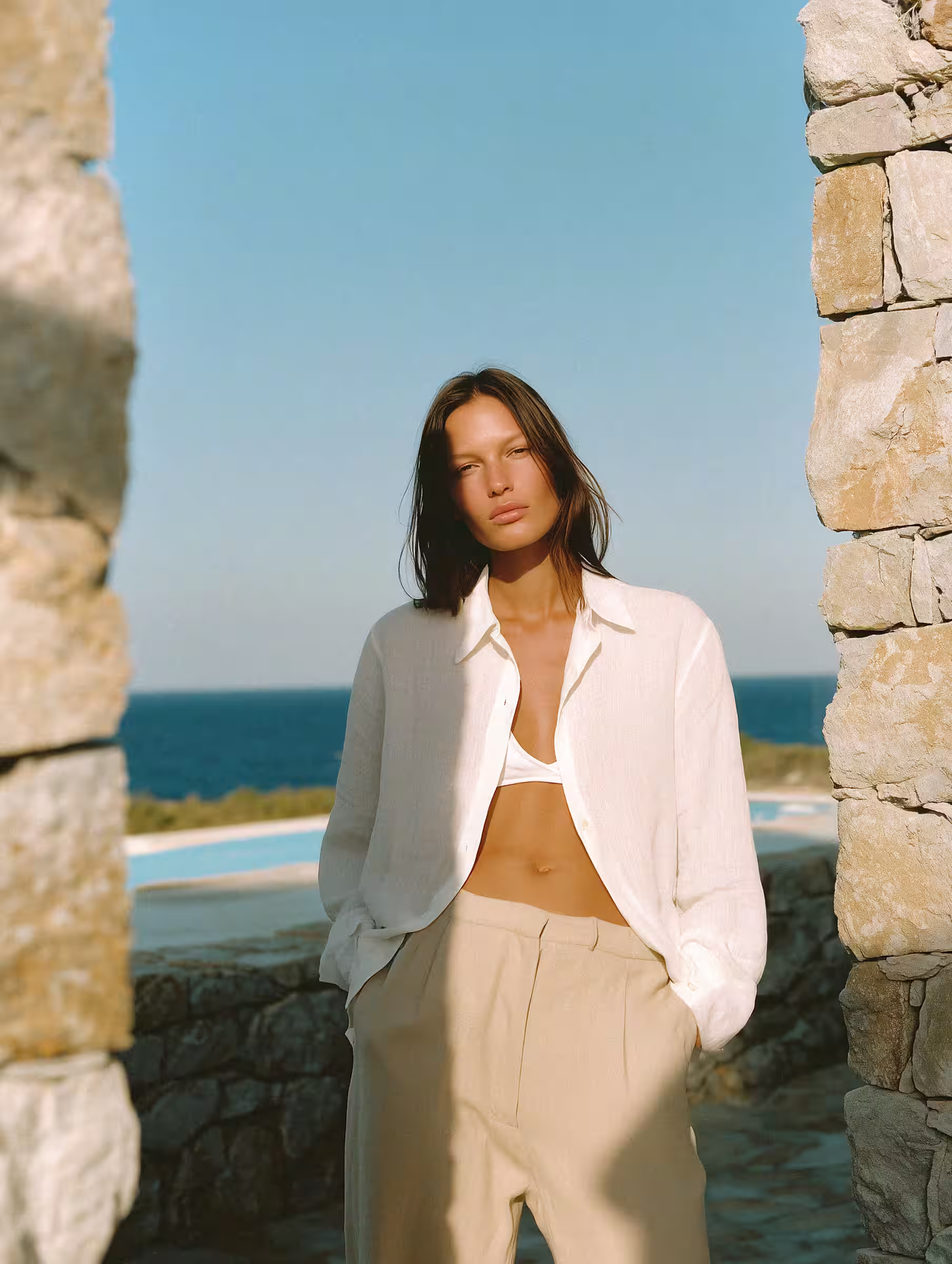 Woman in coastal setting