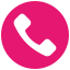 White telephone handset icon on a red circular background.
