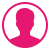 Pink silhouette of a person inside a thin dark circle on a white background.