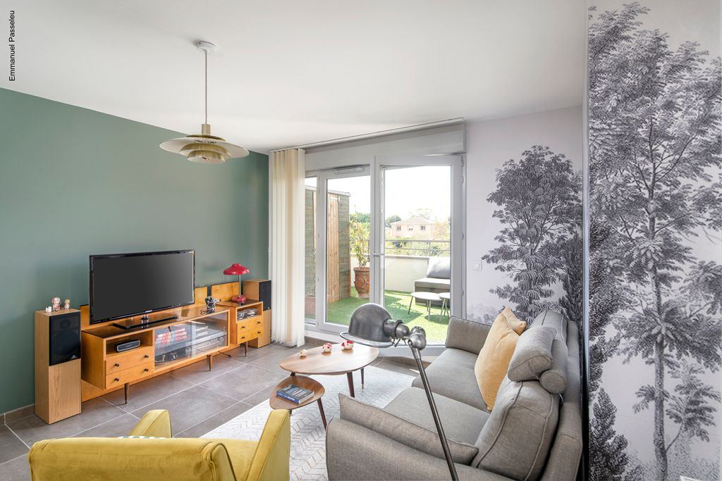 Aménagement et décoration d'un appartement, séjour ouvert sur la terrasse, par Imagine Conception