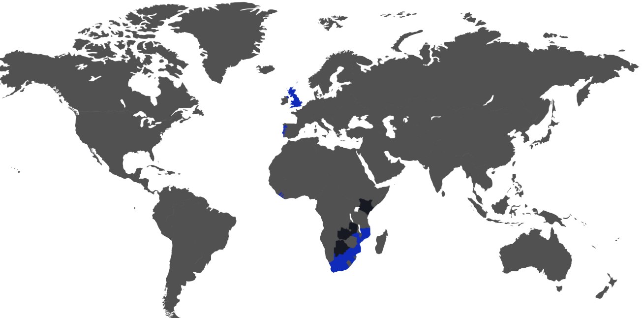 Africa as focus on a global map