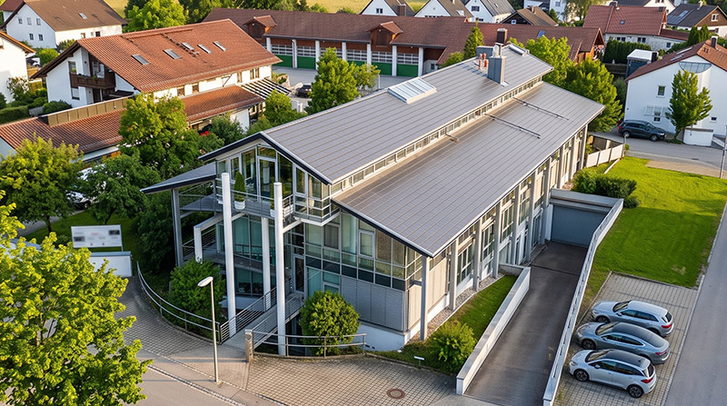 Außenansicht des greenseat-office Gebäudes in Baierbrunn, südlich von München