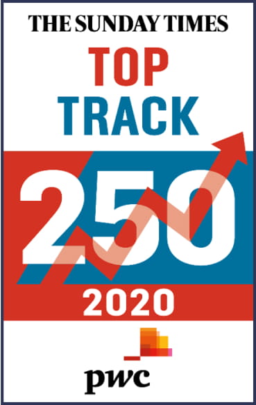 16th Sunday Times PwC Top Track 250 in 2020 badge