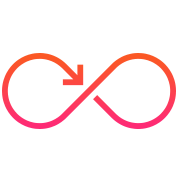 Symbol of an infinity loop with an arrow pointing right on the left side.