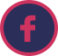 Ikona Facebooku s písmenem f v modro-červeném kruhu.