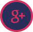 Google Plus logo icon in pink on a dark blue circular background.