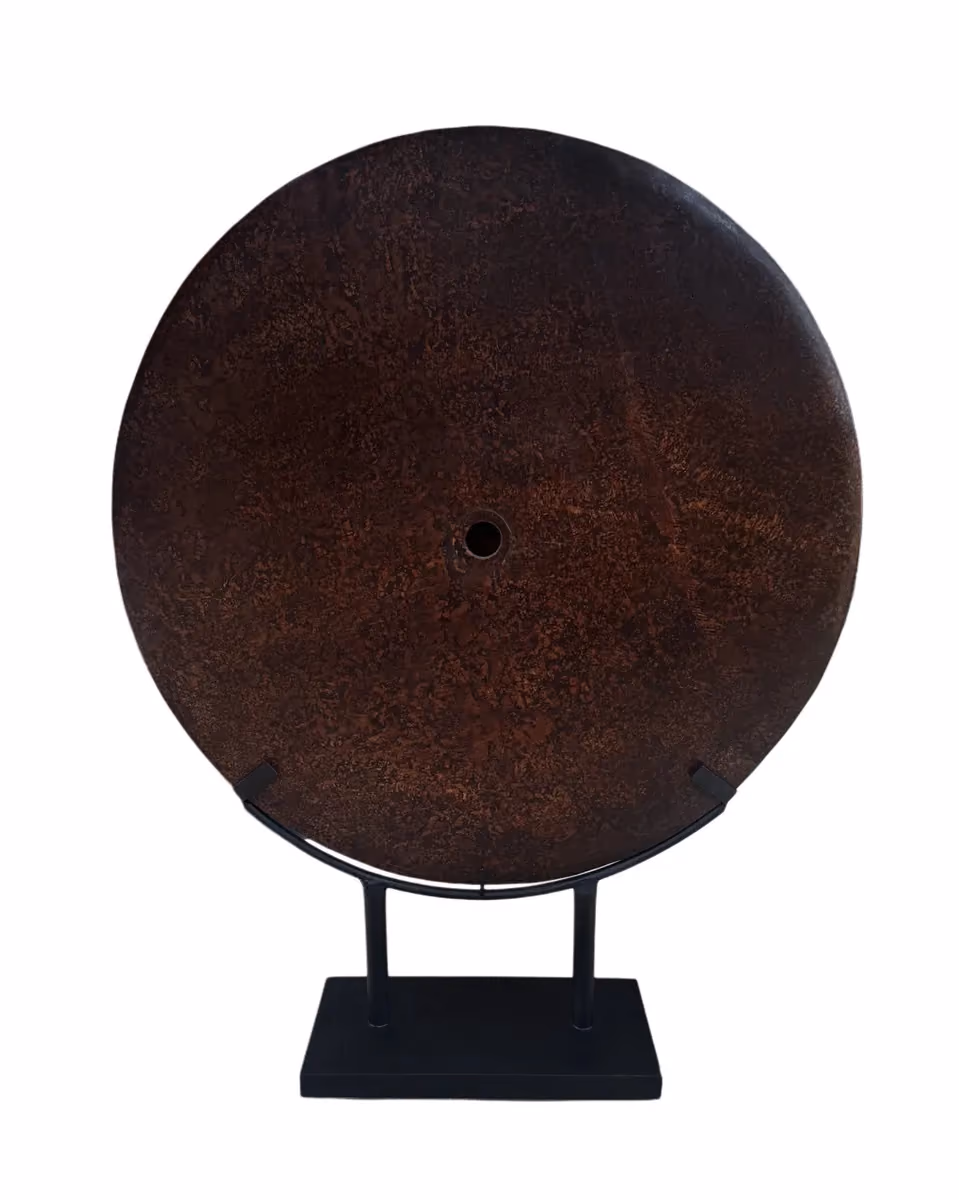 Rawi marble disc on stand besar (60 cm) brown