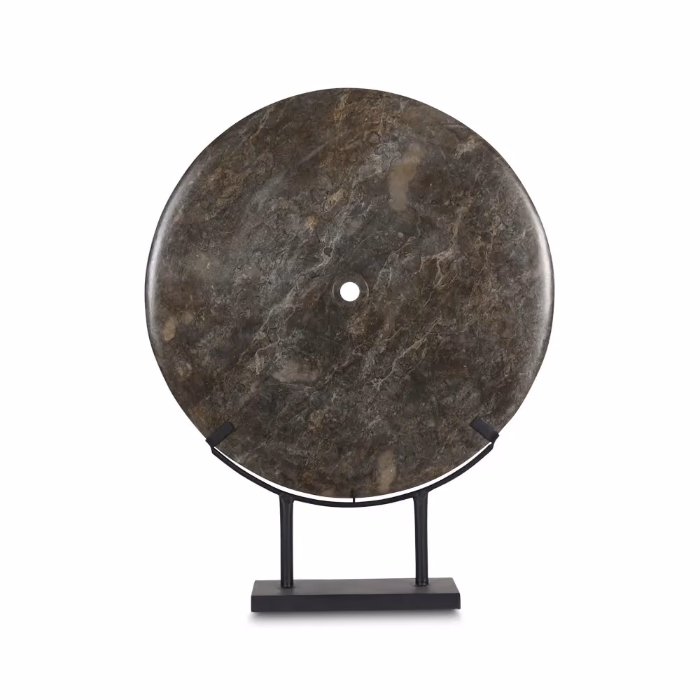 Rawi marble disc on stand besar (60 cm) grey antique