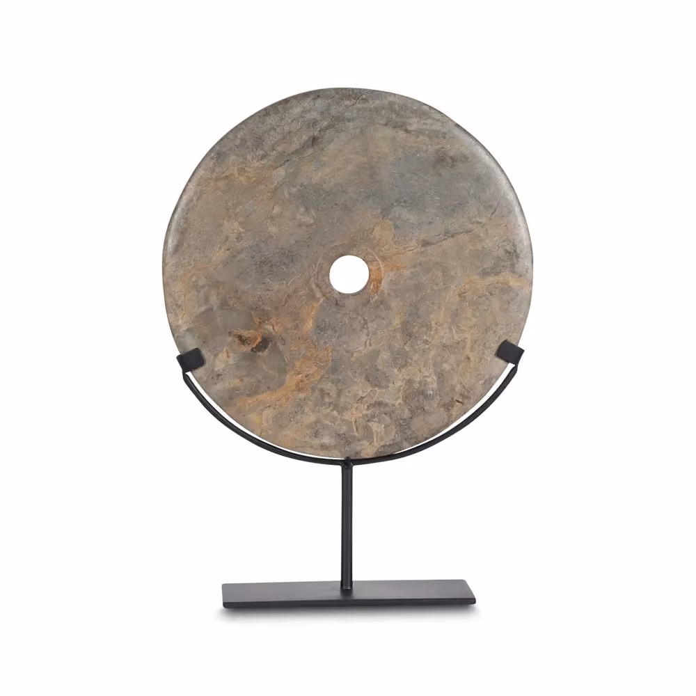 Rawi marble disc on stand (30 cm) grey antique