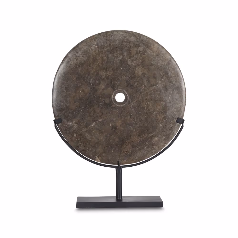 Rawi marble disc on stand sedang (40 cm) grey antique