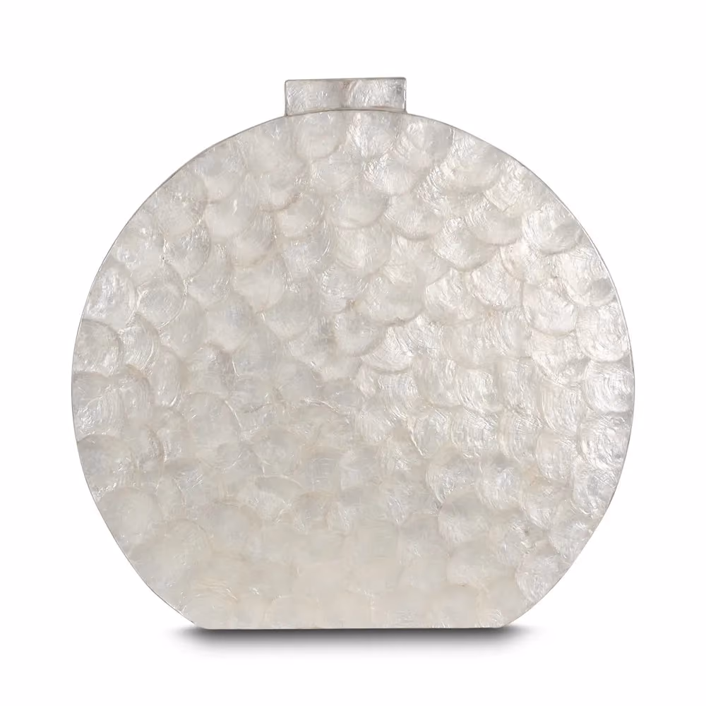 Loleo flat shell vase sedang white