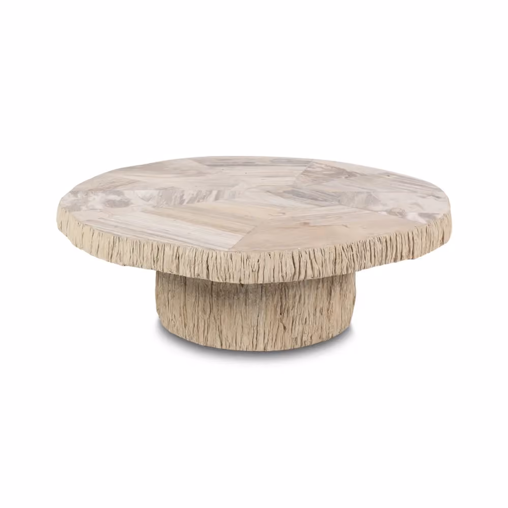 Manipa coffeetable petrified wood 90x90 light colour