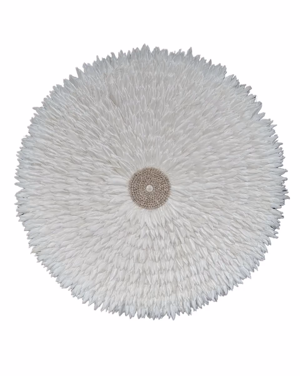 Gorontalo feather wall deco white 120 cm