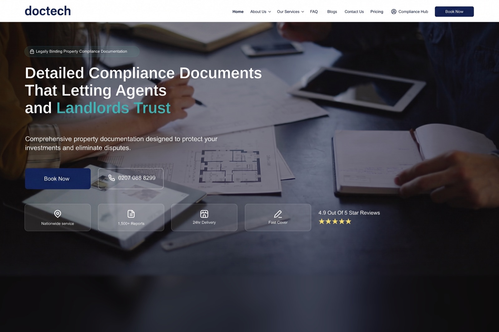 Propsnap property compliance website, shown on desktop and mobile