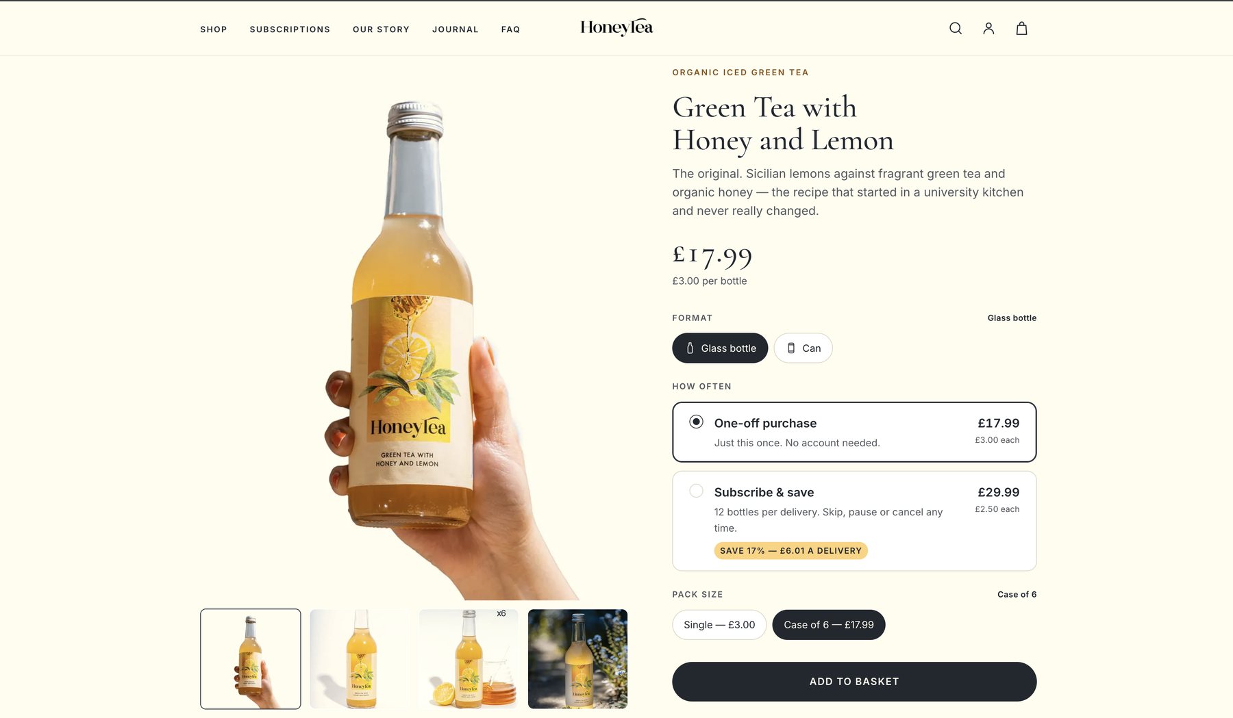 Honey Tea organic iced tea concept, shown on desktop and mobile