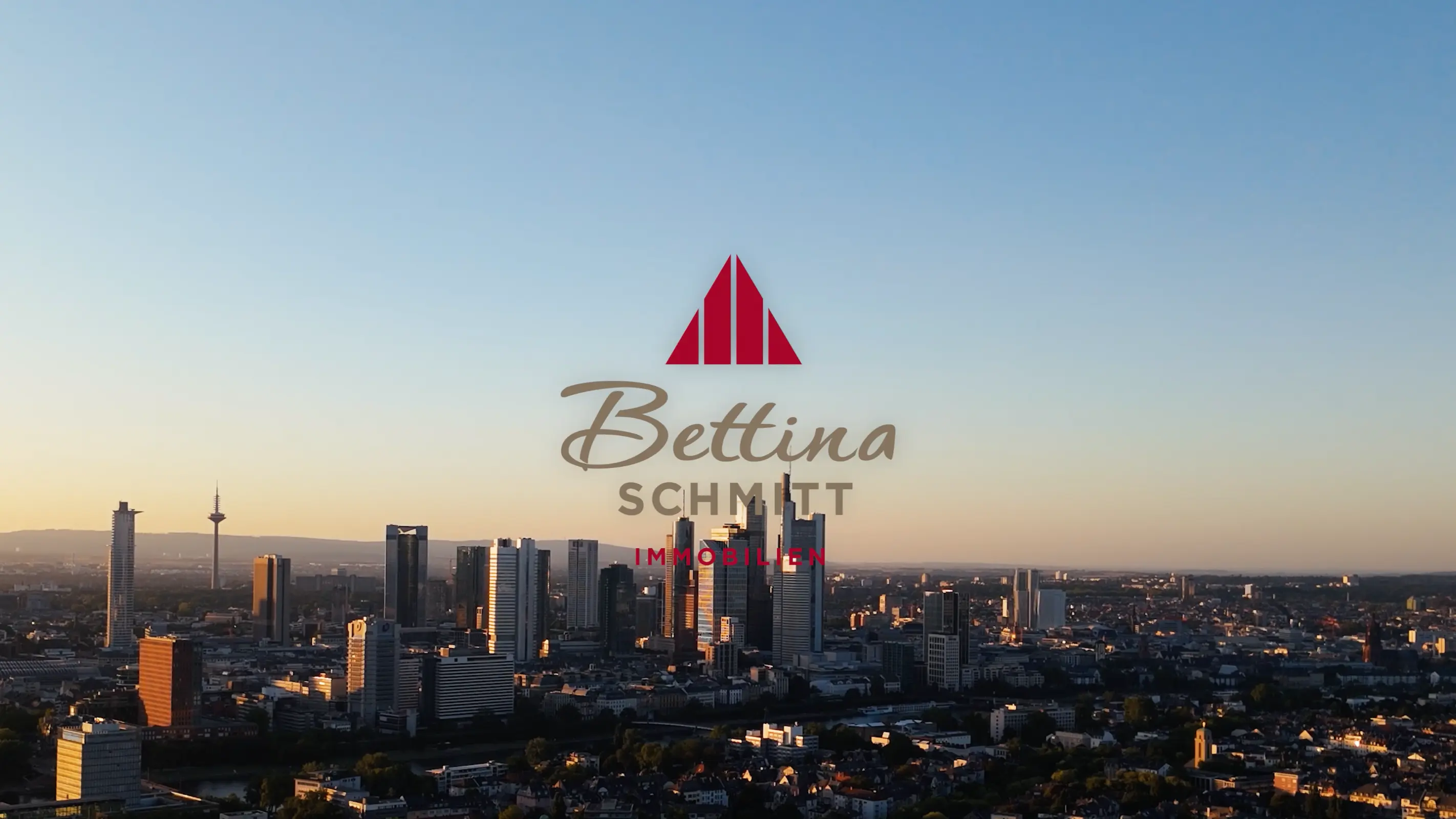 Frankfurt von oben mit Bettina Schmitt Logo