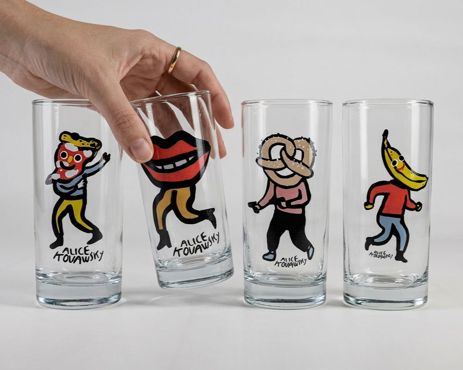 Bicchieri in vetro personalizzati con decalcomania multicolore