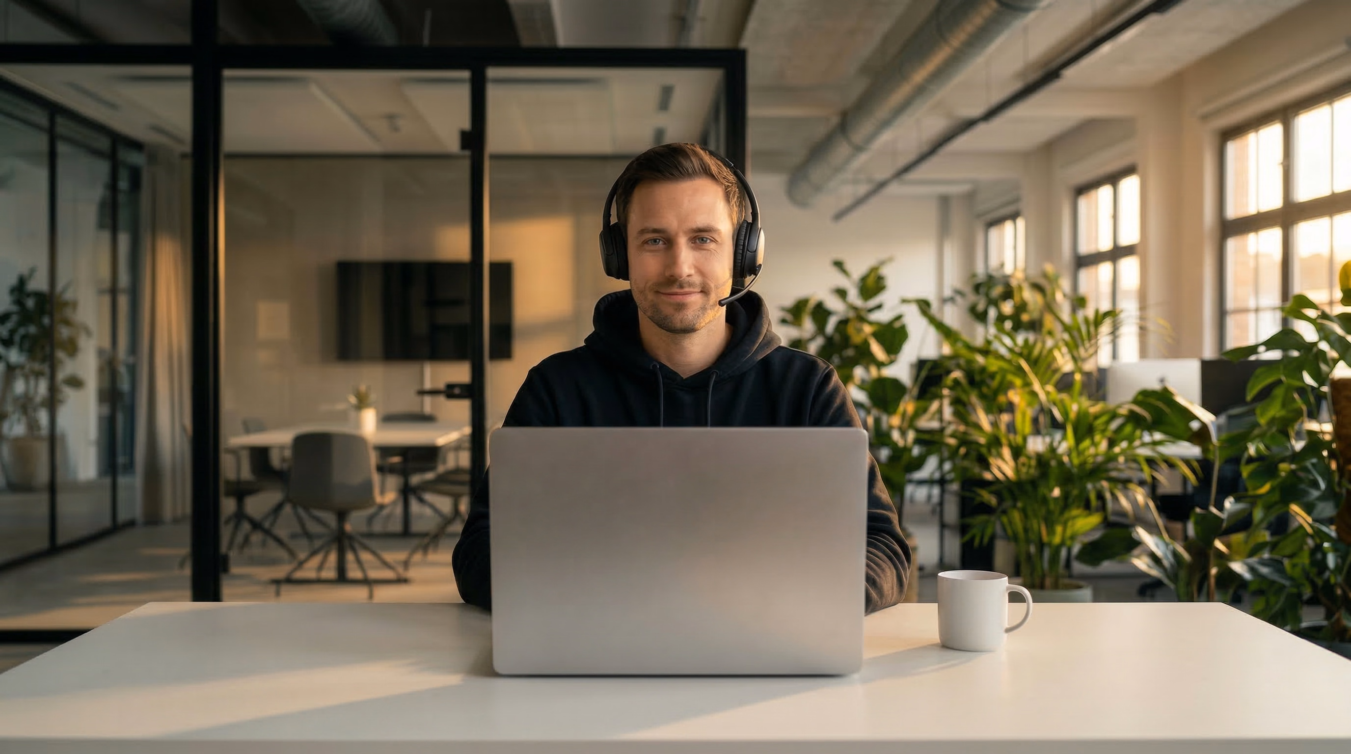 [background image] image of desk with a laptop (trucking company)