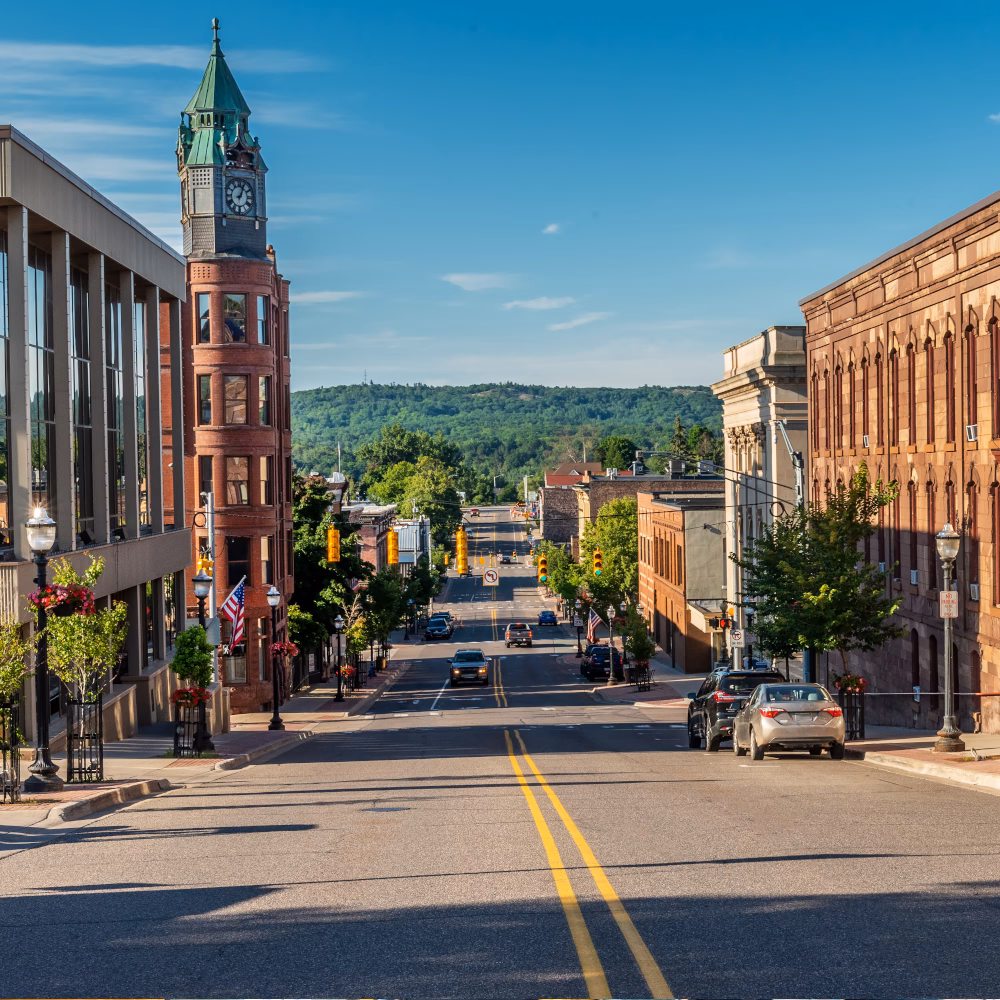 Local businesses on a downtown street