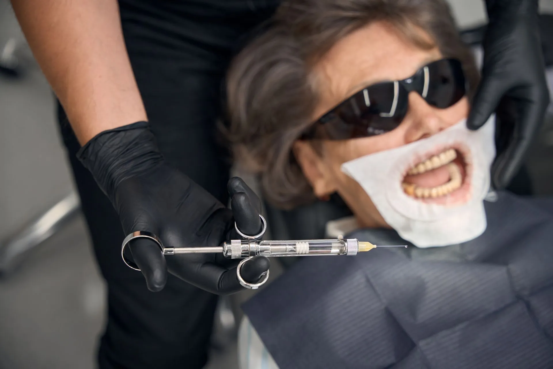 Close-up of a custom-fitted dental oral appliance for sleep apnea treatment