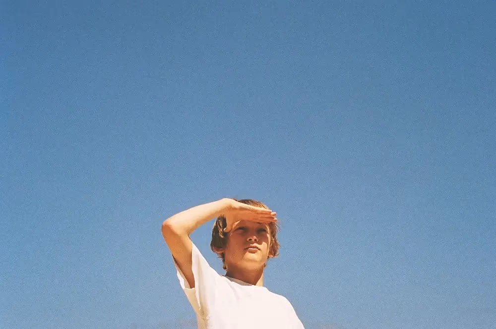 Child looking to the horizon, stock image