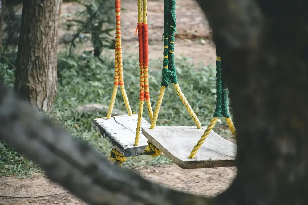 Empty swings in a park, stock image