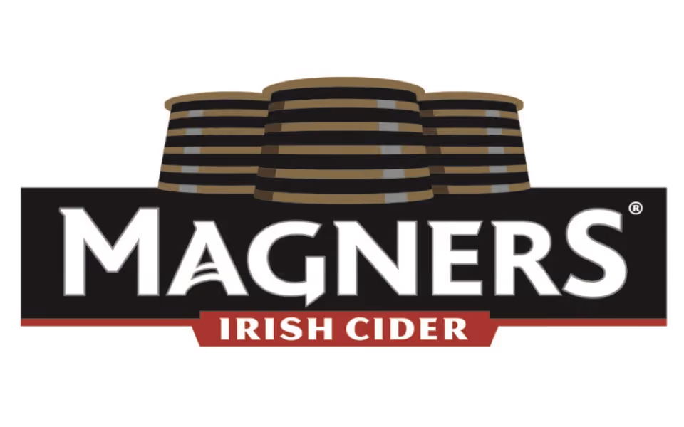 Magners Irish Cider logo with stacked wooden barrels above the brand name.