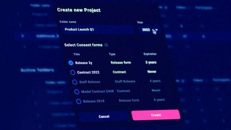 Consent forms selection interface
