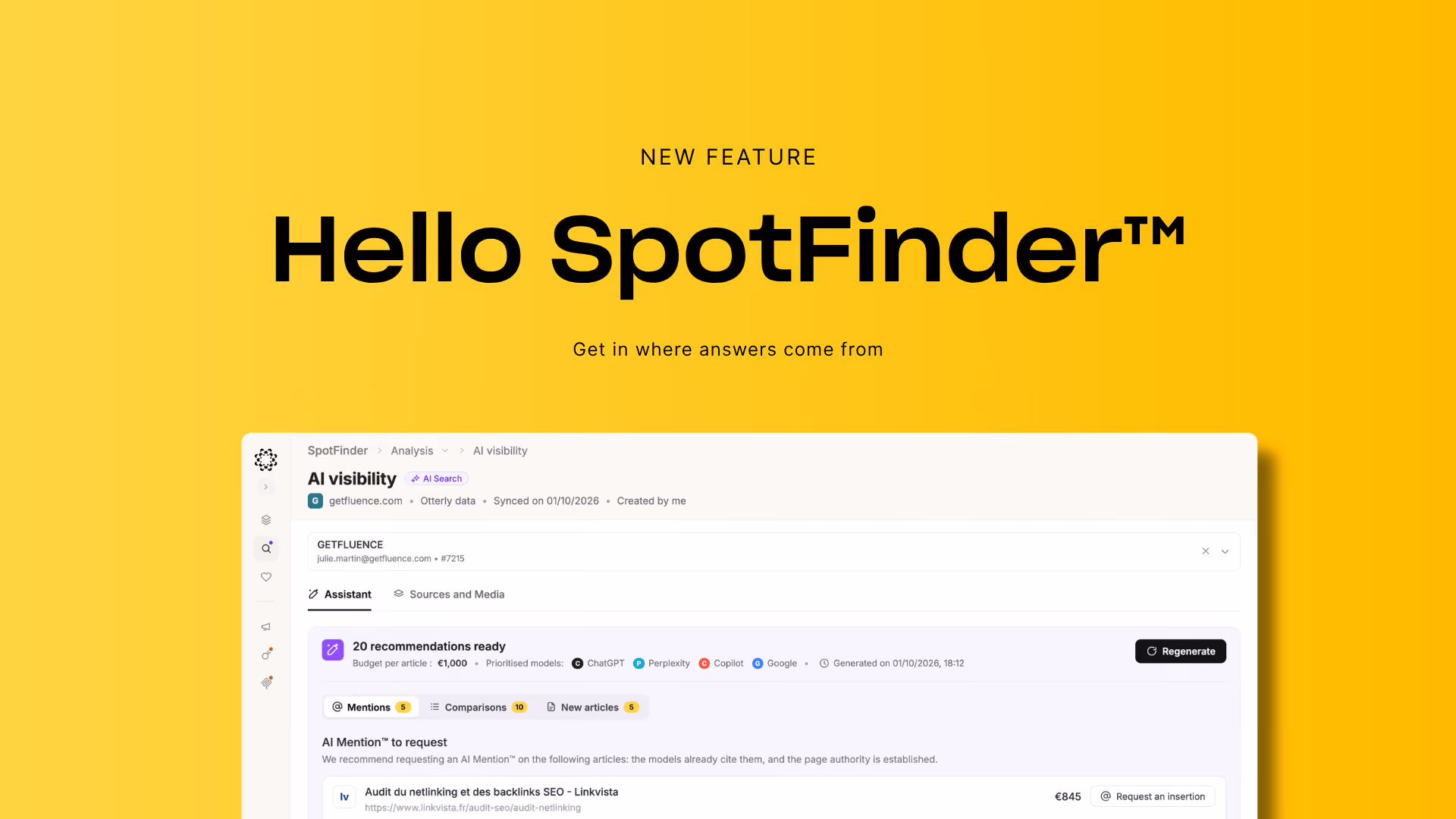 SpotFinder™ demo: from an AI source analysis to your brand cited in the answer