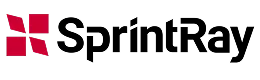 SprintRay company logo with red square design and black text.