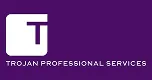 White Trojan Professional Services logo with stylized T on purple background.