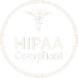 HIPAA compliant logo with caduceus medical symbol above the text.