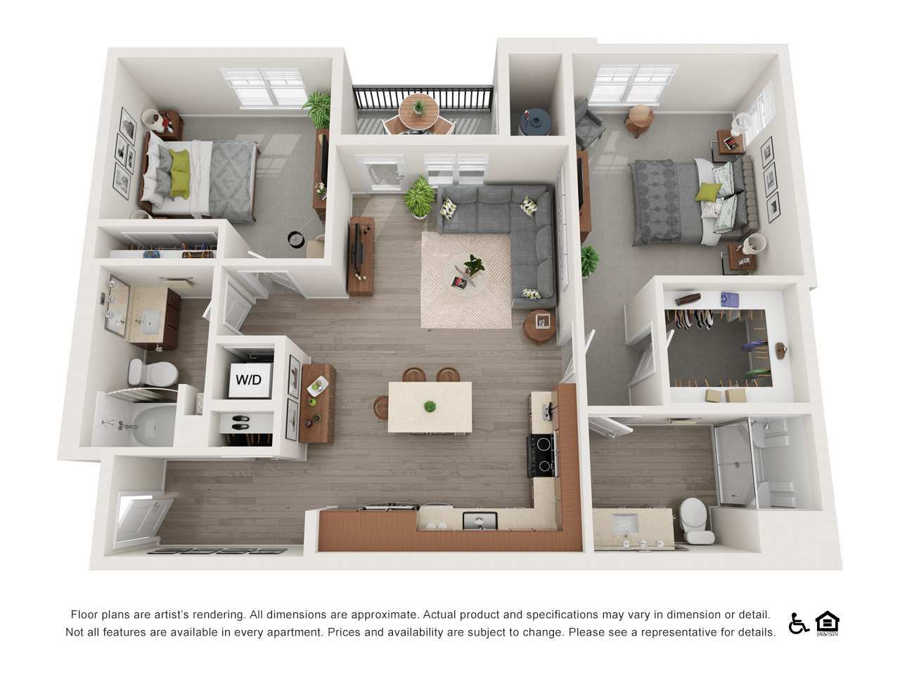 2 bed 2 bath floor plan layout