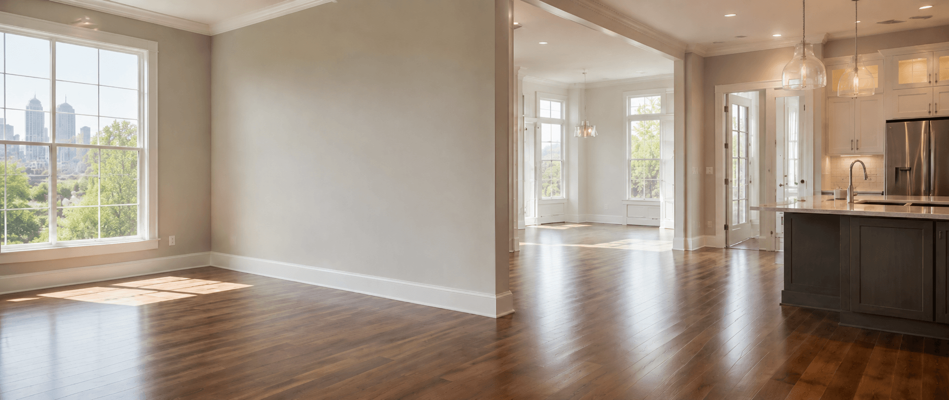Sunny open-concept home interior Move-Out cleaning Nashville SPotless Crew