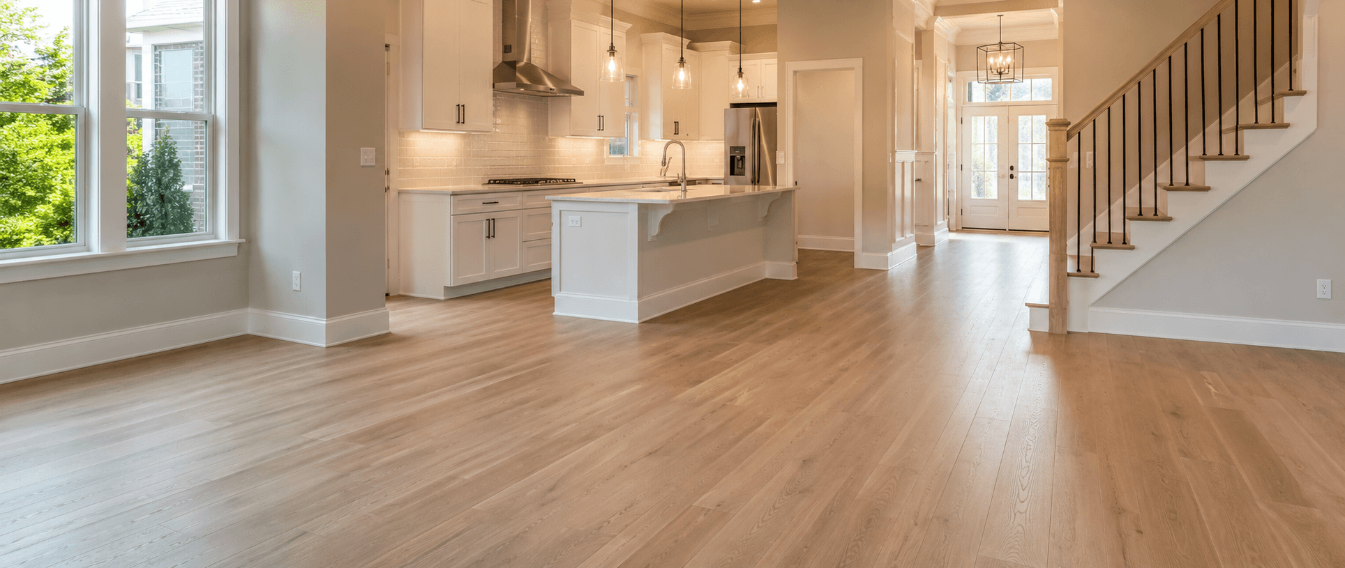 Move-In cleaning Modern open-plan home with bright kitchen