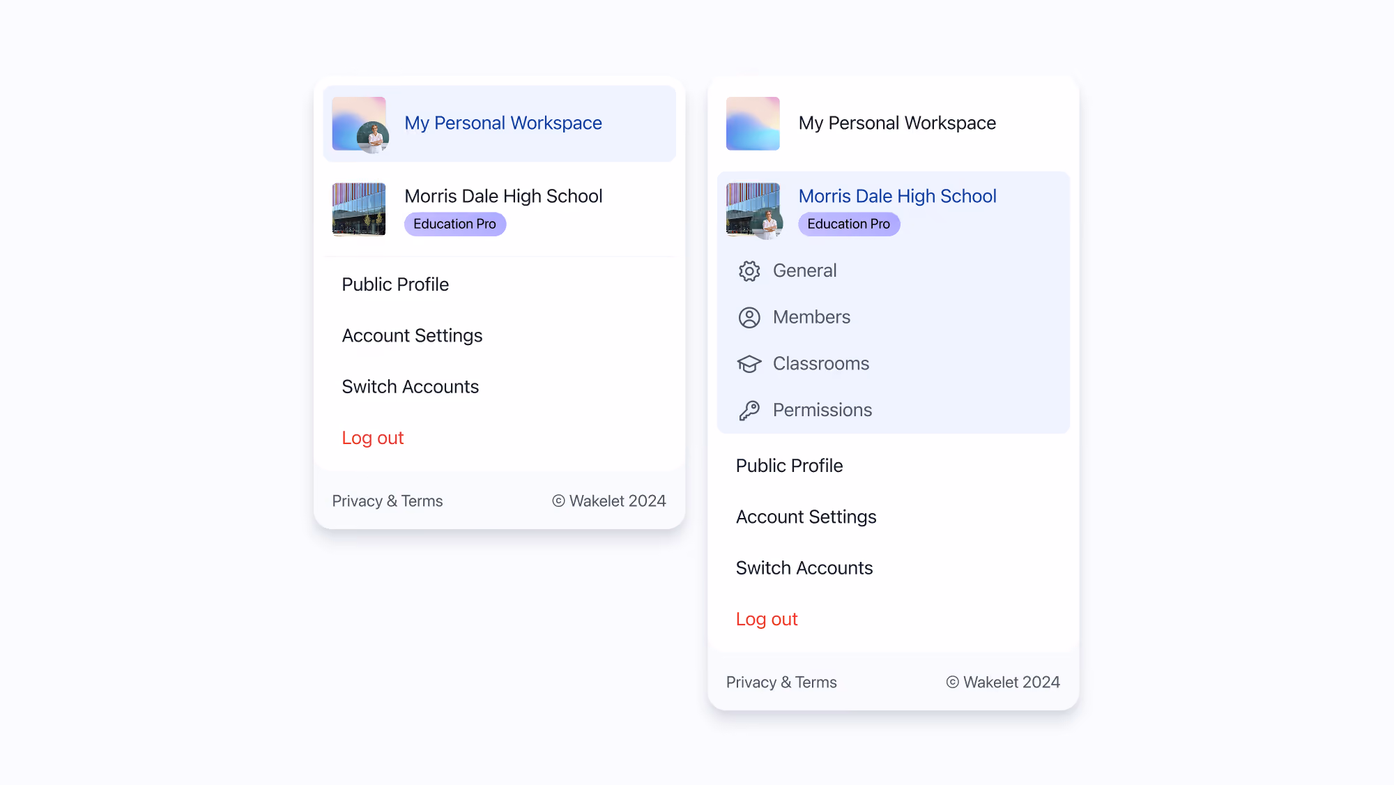 An image of the wakelet profile menu