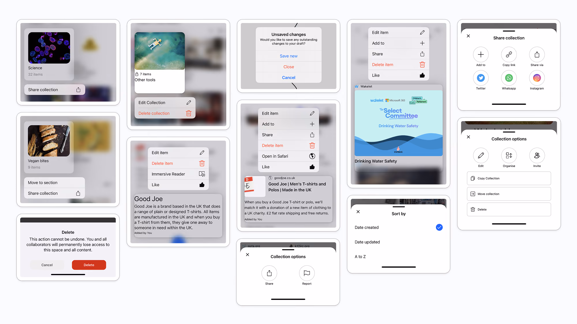 A collection of inconsistent UI screenshots