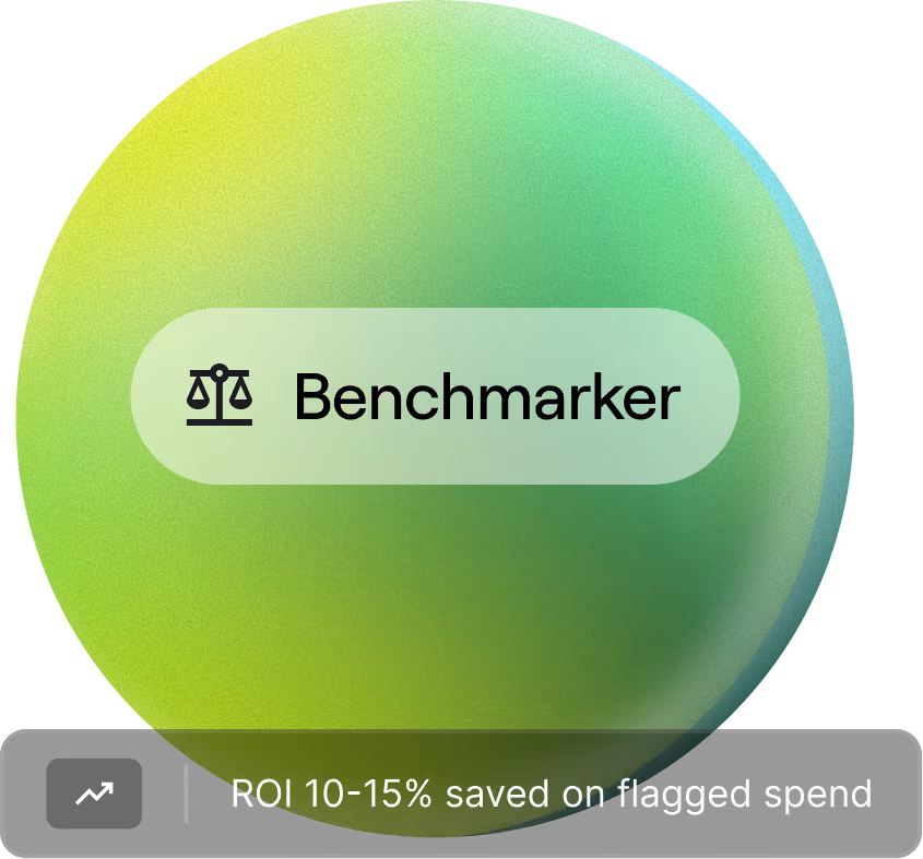 Benchmarker agent, credited with 10 to 15% saved on flagged spend