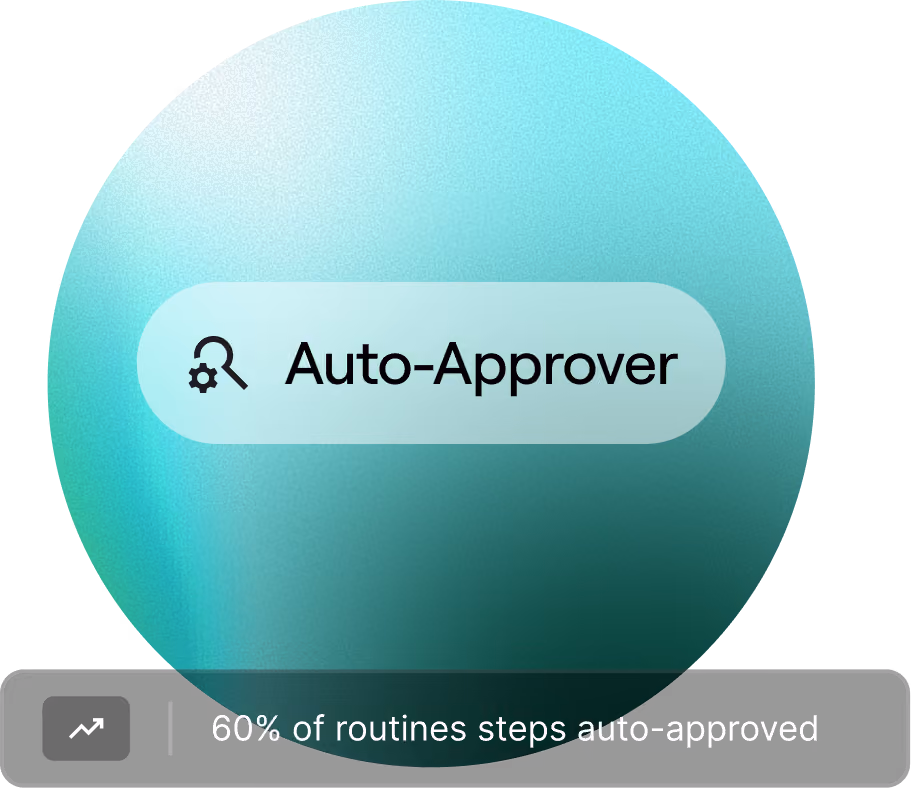 Auto-Approver agent, credited with 60% of routine steps auto-approved