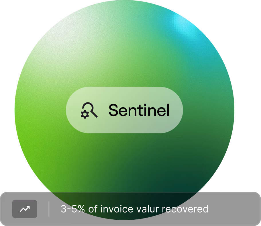 Sentinel agent, credited with recovering 3 to 5% of invoice value