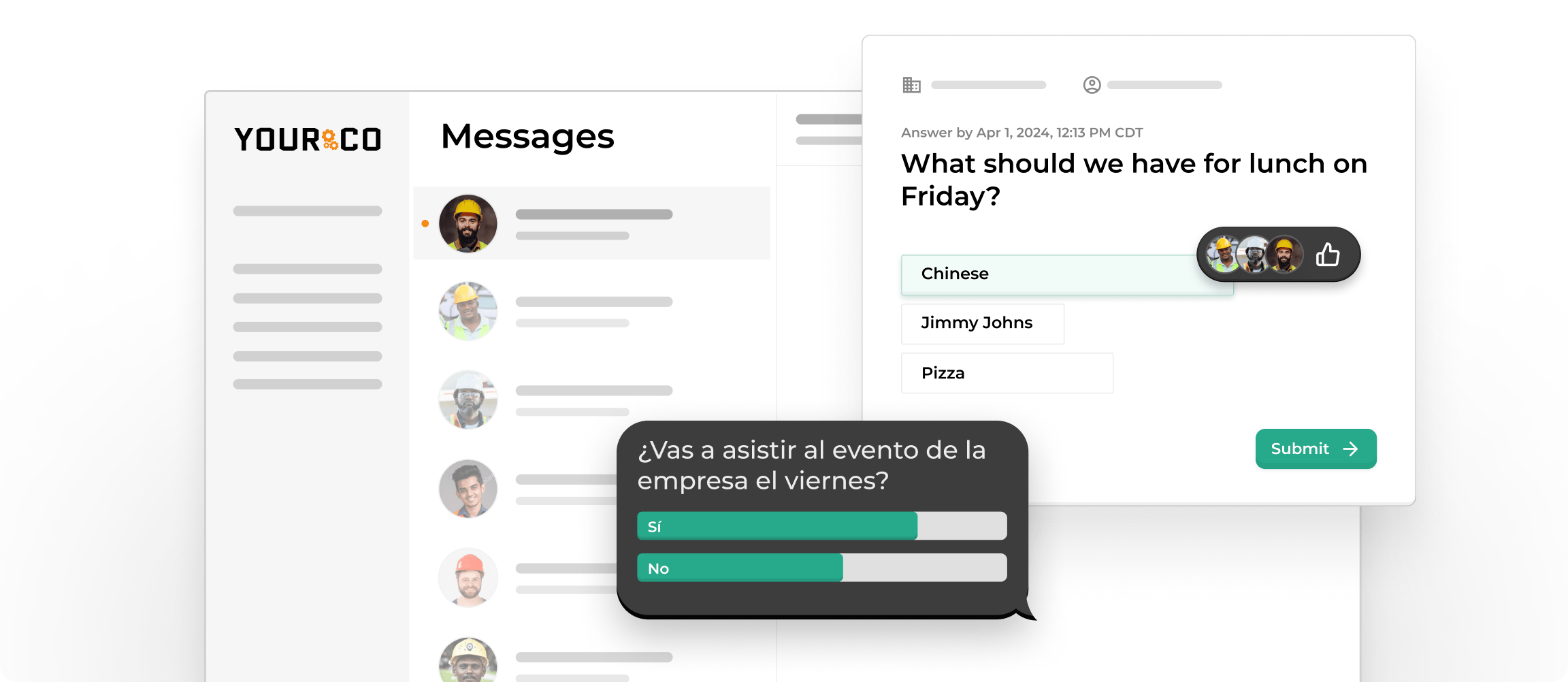 Track worker sentiment with pulse surveys and polls.