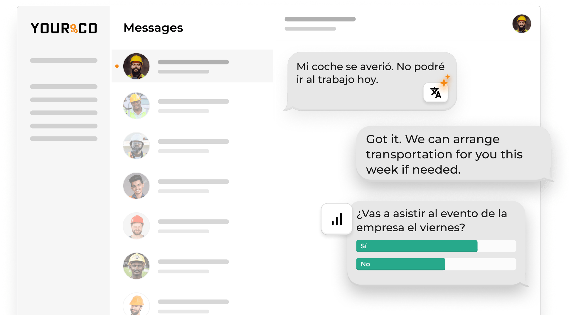 yourco platform with polls showing results