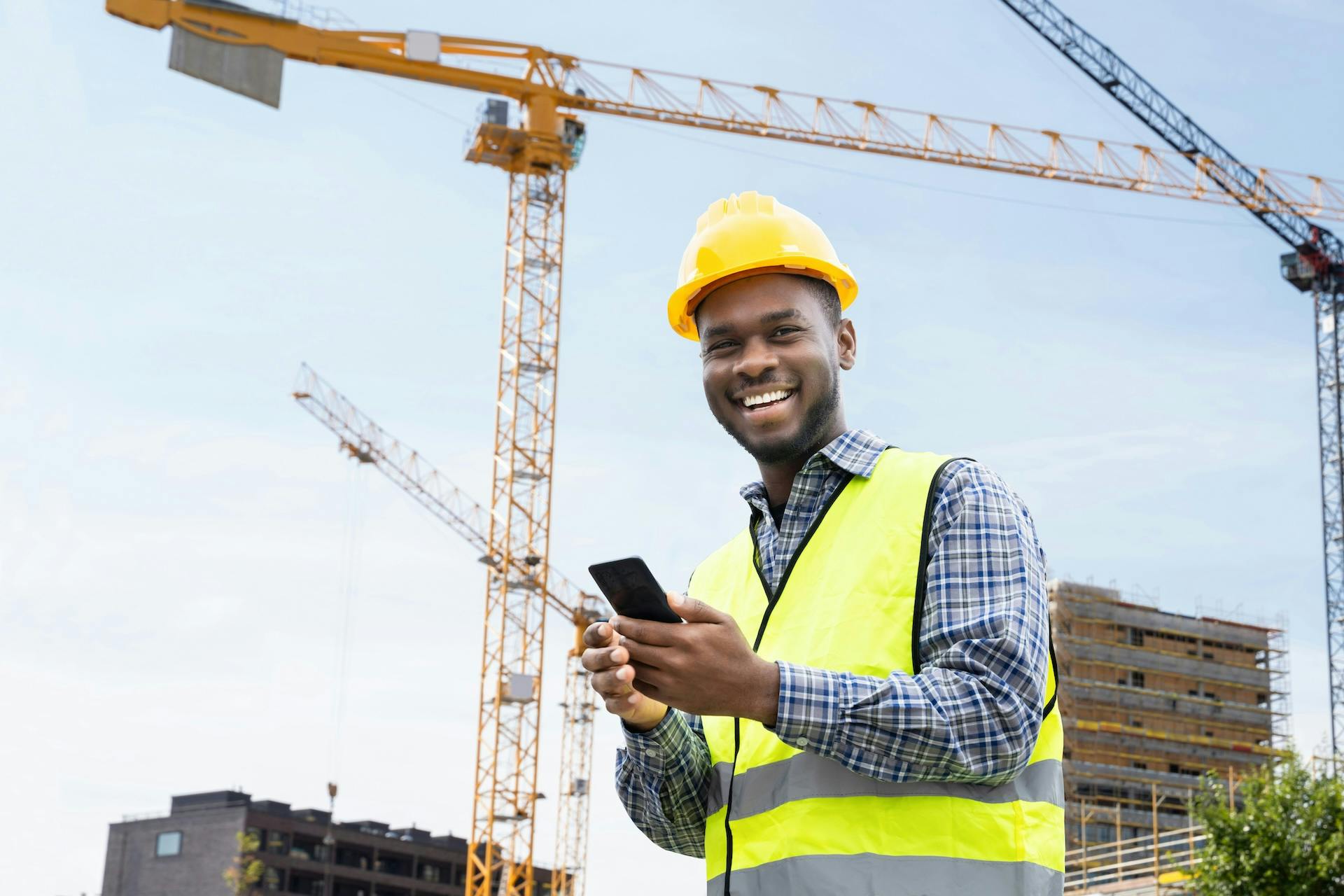 Worker holding a phone