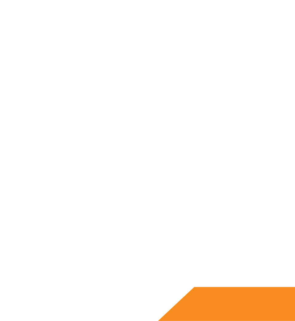 Orange parallelogram shape in the bottom right corner on a white background. Representing JLAgency official logo in white.